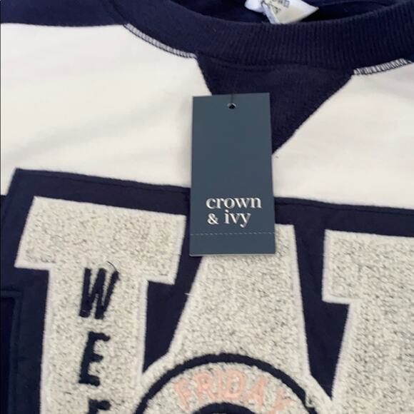 Crown & Ivy navy and white Weekend Sweatshirt - Picture 5 of 7